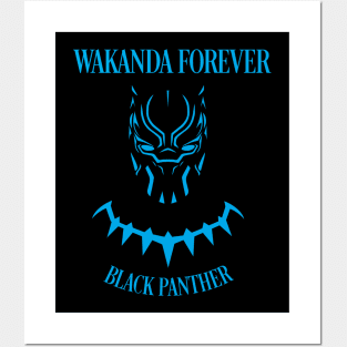 Black Panther Superhero Blue Posters and Art